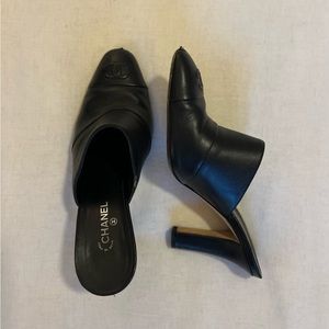 Chanel Leather Black Mules